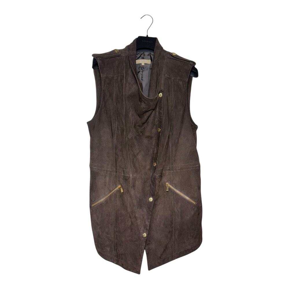 Michael Kors Collection Chocolate Brown Suede Vest Size 14 - Picture 3 of 13